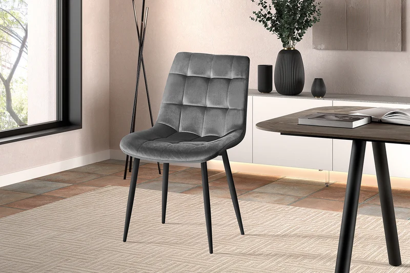 Chaise 'Juta' Velours Gris foncé - 9005_3