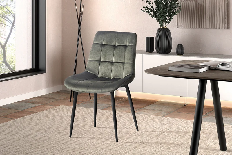Chaise 'Juta' Velours Vert - 9005_6