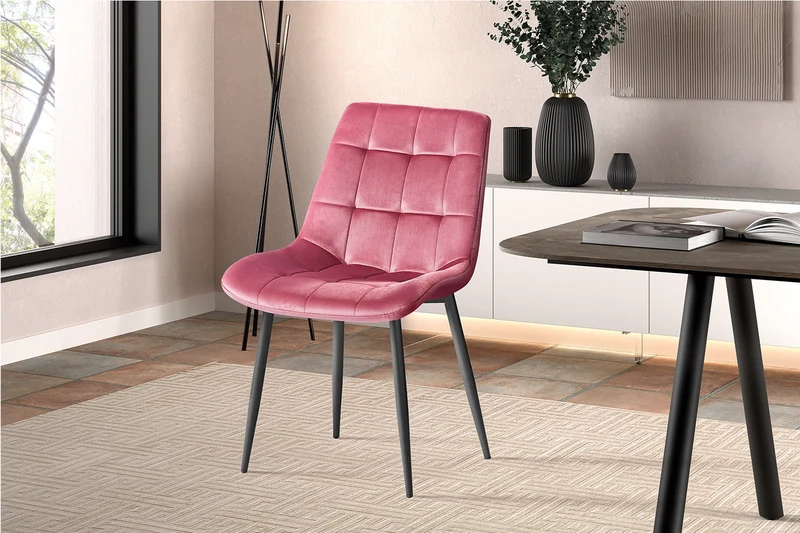Chaise 'Juta' Velours Rose - 9005_7