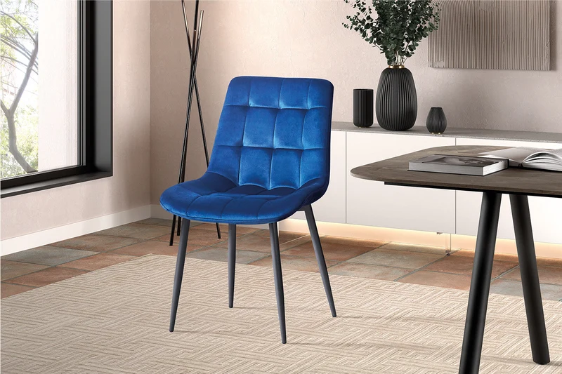 Chaise 'Juta' Velours Bleu - 9005_8