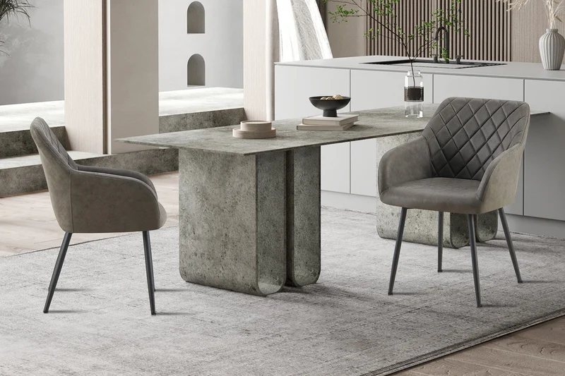 Chaise 'Peron' PU Micro fibre Gris - 9012_1
