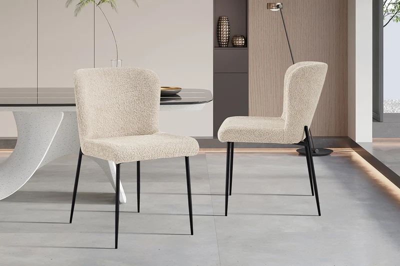 Chaise 'Lisa' Bouclé Beige - 9035_2