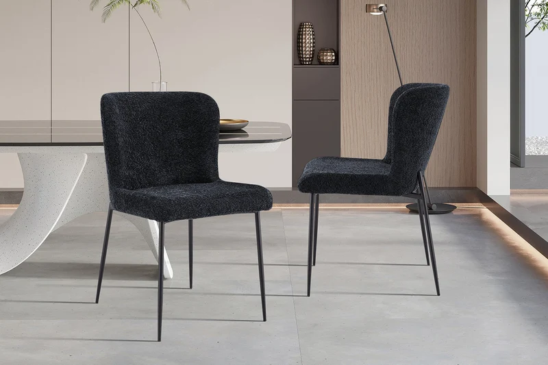 Chaise 'Lisa' Bouclé Gris Foncé - 9035_6