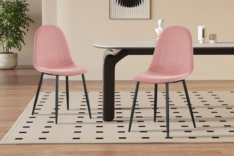 Chaise 'Boy' Velours Rose - 9090_5