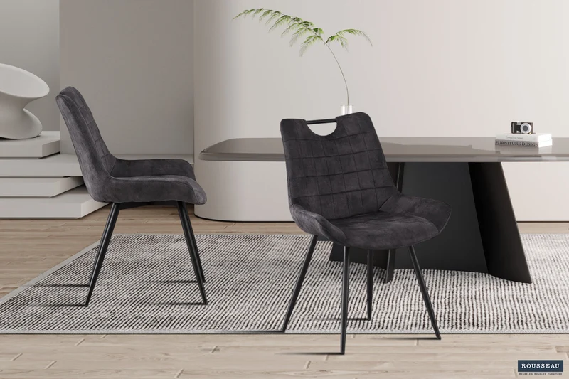 Chaise 'Nina' Velours Gris - 9140_3