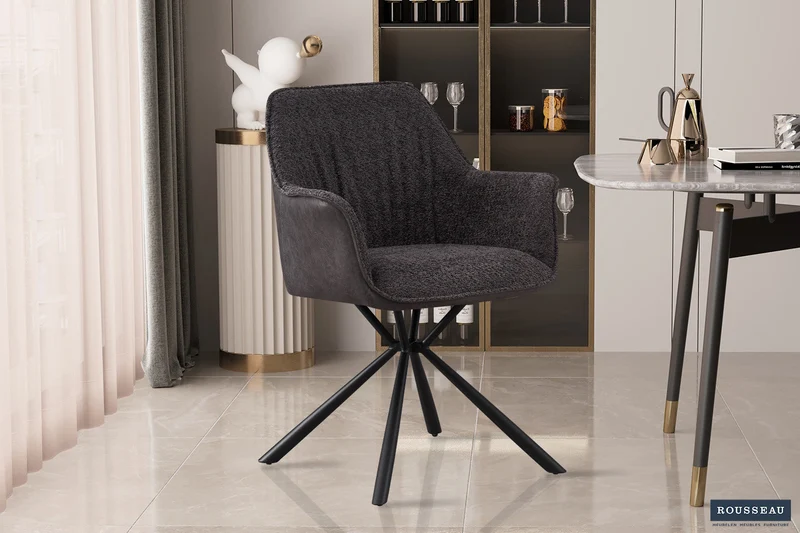 Chaise 'Lucie' Bouclé Gris Dos PU Gris clair - 9145_14