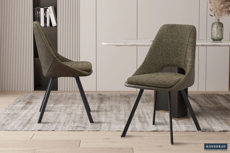 Chaise 'Filou' Bouclé Vert Dos PU Vert foncé - 9150_13
