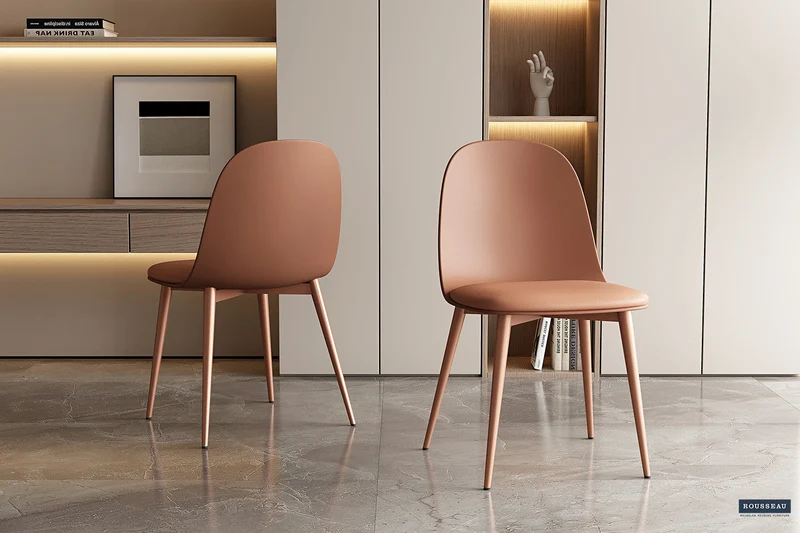 Chaise 'Jasmin' Assise PP Coussin PU Terracotta - 9160_1