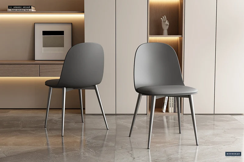 Chaise 'Jasmin' Assise PP Coussin PU Gris - 9160_3