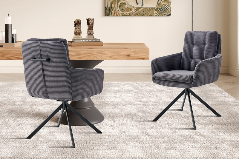 Chaise 'Luna' Pivotant à 0 Corduroy Fabb Hyper 16 Gris - 9190_12