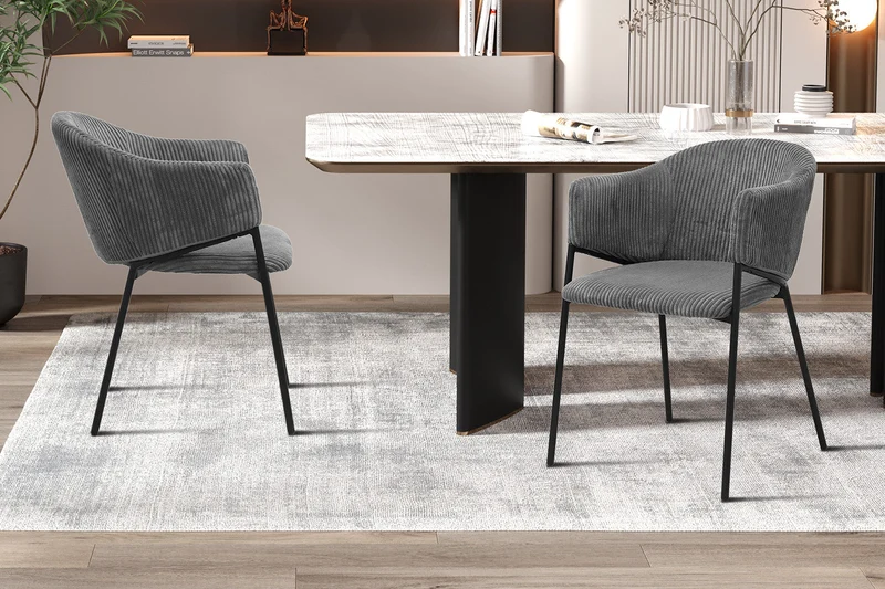 Chaise 'Hugo' Corduroy Gris foncé - 9205_13