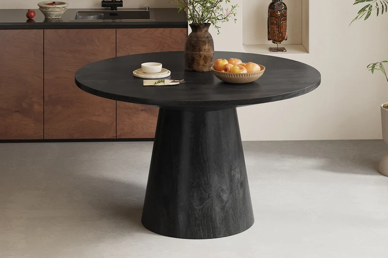 Table 'Tommy' 130 cm Ronde Bois de manguier Noir - 51555_2