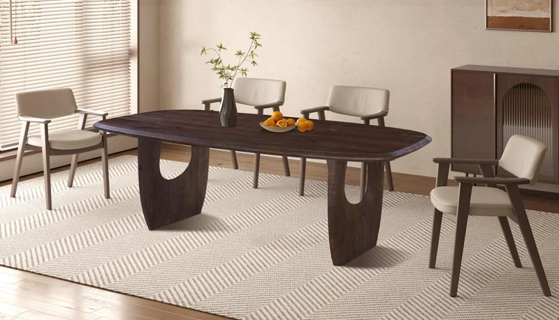 Tafel 'Braga' Ovale Danoise Bois de manguier Brun Foncé - 51620_1