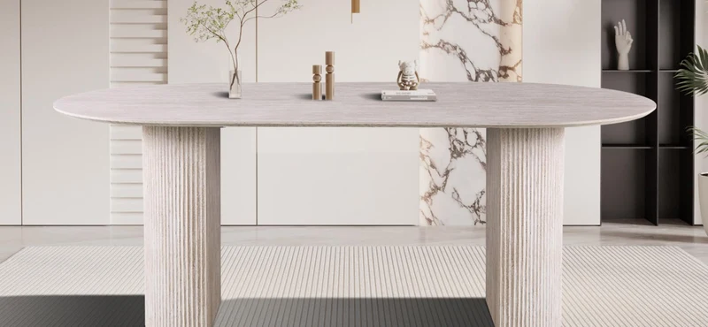 Table 'Lagos' 200 cm Ovale Décor Travertin Beige - 51820_3