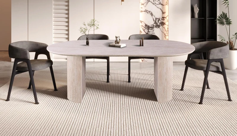 Table 'Lagos' 220 cm Ovale Décor Travertin Beige - 51823_3