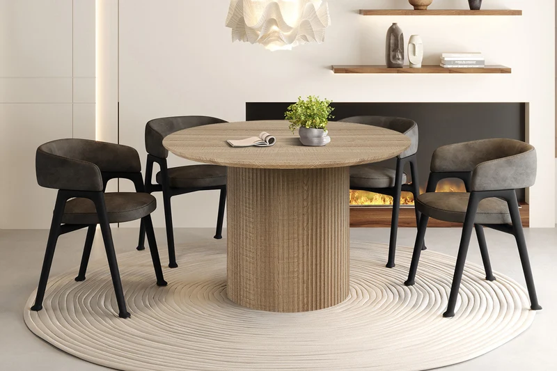Table 'Lagos' 120 cm Ronde Décor Chêne Naturel - 51835_5