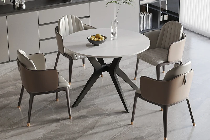 Table 'Apollo' 110 cm Pierre Brillante Ronde Snow Blanc - 51935_4
