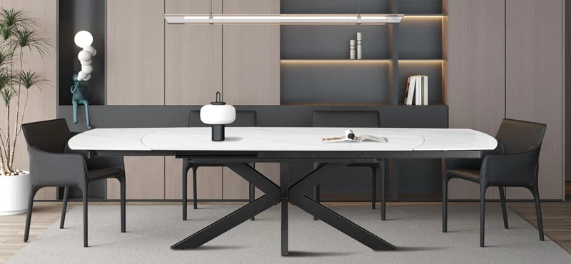Table extensible 'Ares' 160-240 cm Ovale Danoise Pierre Blanc - 51940_1