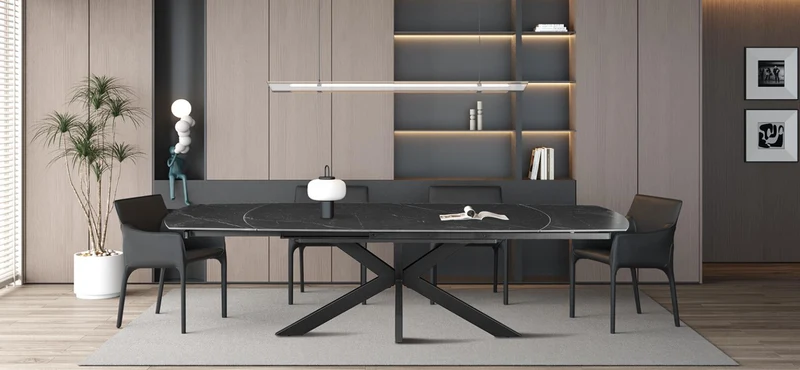 Table extensible 'Ares' 160-240 cm Ovale Danoise Pierre Noir - 51940_2