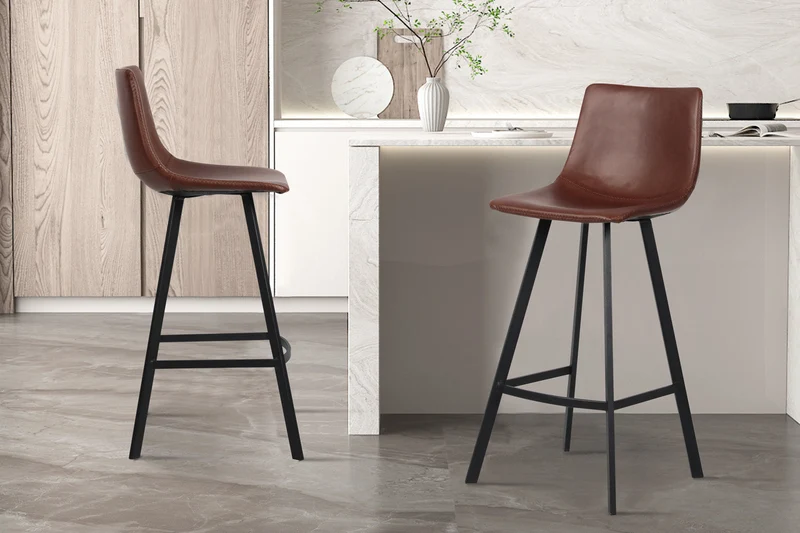 Tabouret de bar 'Ozan' PU Brun - 5518_1