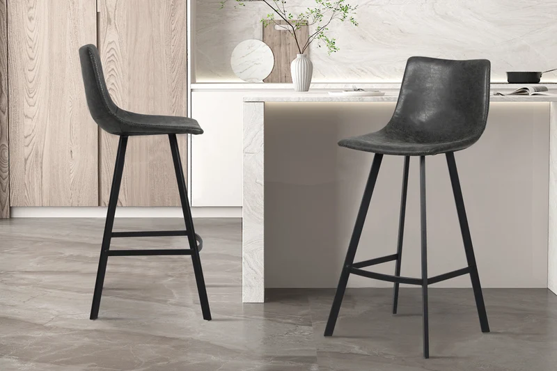 Tabouret de bar 'Ozan' PU Noir - 5518_2