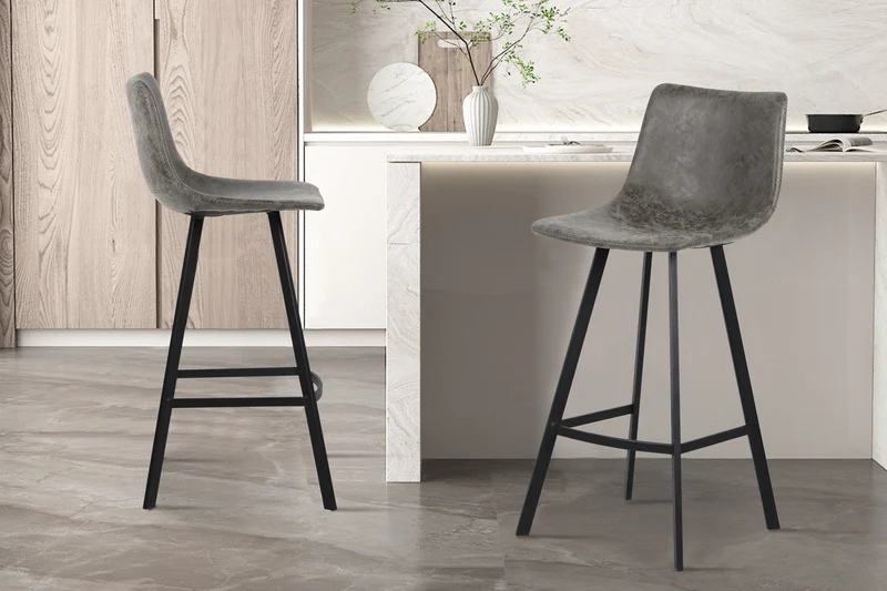 Tabouret de bar 'Ozan' PU Gris - 5518_3