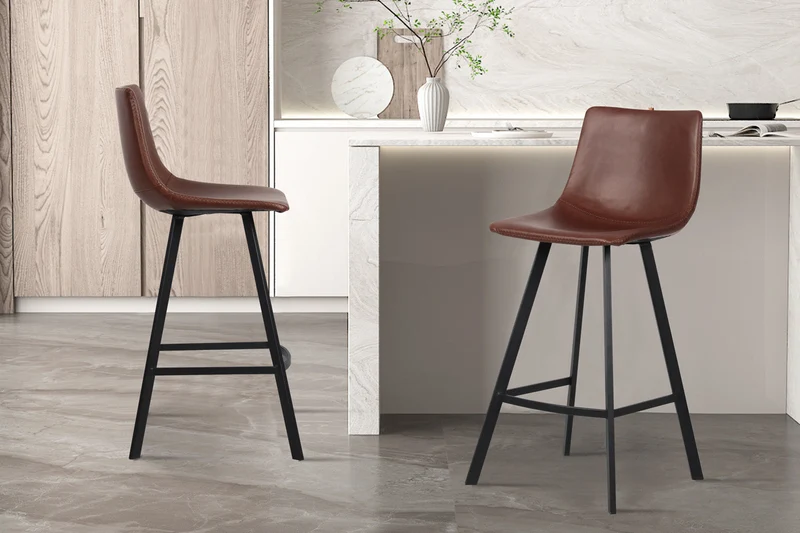 Chaise de comptoir 'Ozan' PU Brun - 5520_1