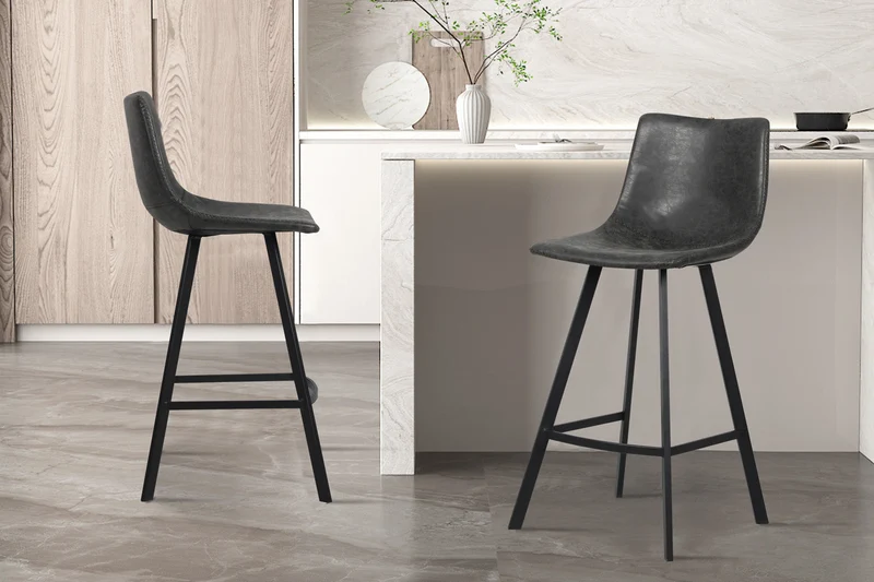 Chaise de comptoir 'Ozan' PU Noir - 5520_2