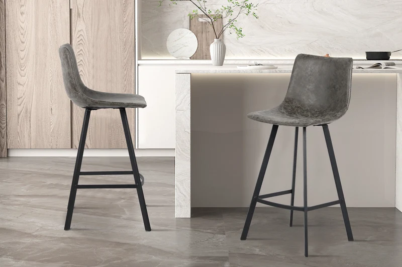 Chaise de comptoir 'Ozan' PU Gris - 5520_3