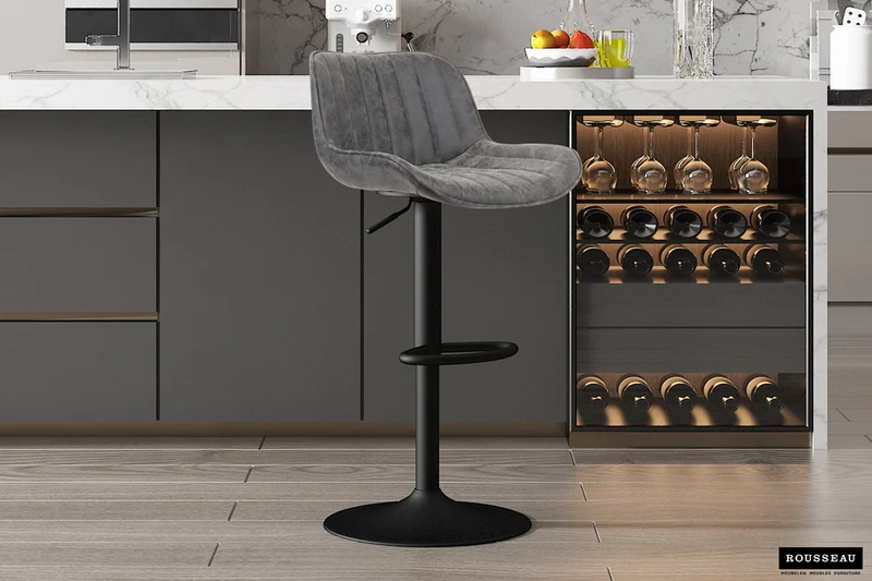 Tabouret de bar 'Fenna' PU Gris - 5525_4