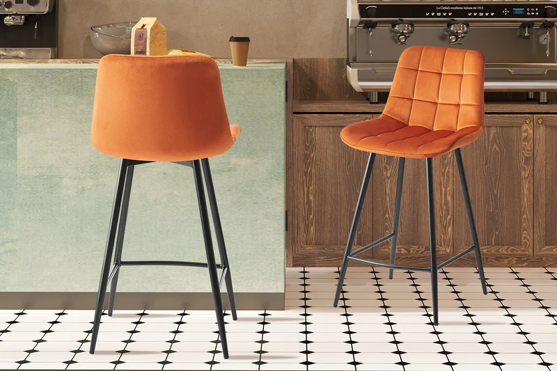 Chaise de comptoir 'Juta' Velours Orange - 5540_5