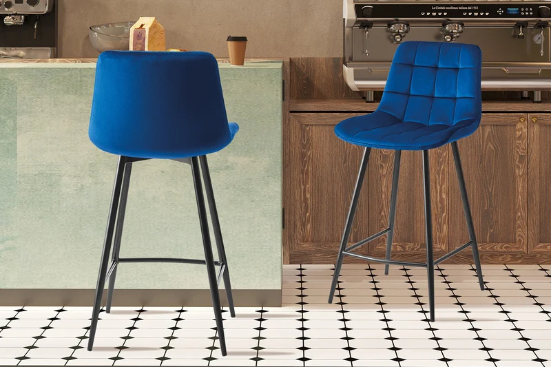 Chaise de comptoir 'Juta' Velours Bleu - 5540_8