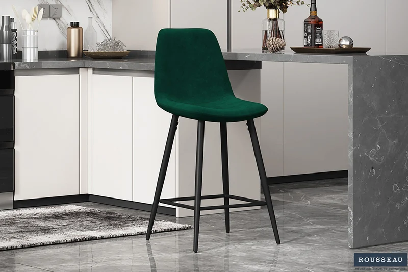 Chaise de Comptoir 'Boy' Velours Vert - 5545_1