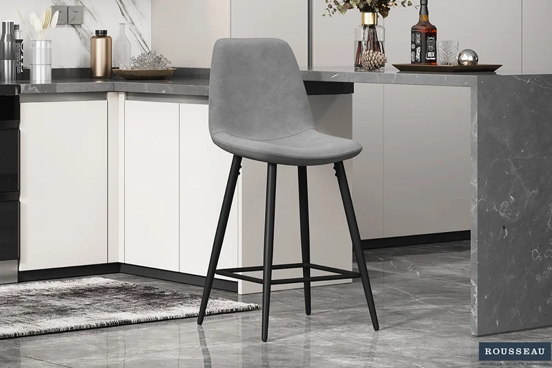 Chaise de Comptoir 'Boy' Velours Gris - 5545_3