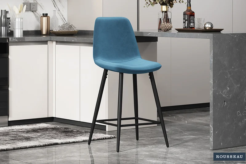 Chaise de Comptoir 'Boy' Velours Bleu clair - 5545_6