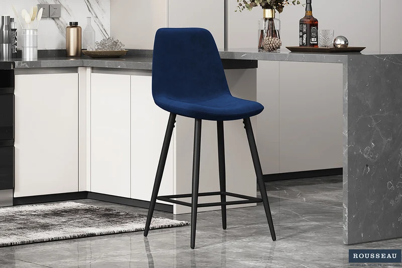 Chaise de Comptoir 'Boy' Velours Bleu foncé - 5545_7