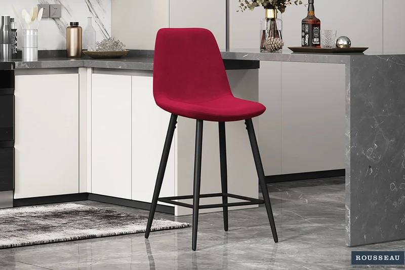 Chaise de Comptoir 'Boy' Velours Bordeau - 5545_8