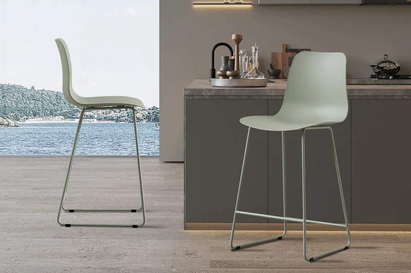 Chaise de comptoir 'Marie' PP Gris-vert - 5550_5