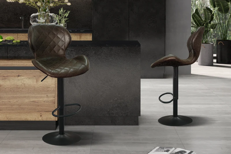 Tabouret de bar 'Malaga' PU Ote Topper 05 Brun foncé - 5590_1