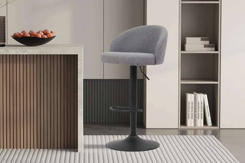 Tabouret de bar 'Arda' Bouclé Gris clair - 5625_3