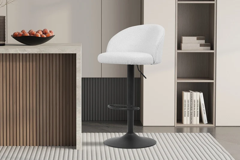 Tabouret de bar 'Arda' Bouclé Blanc - 5625_4