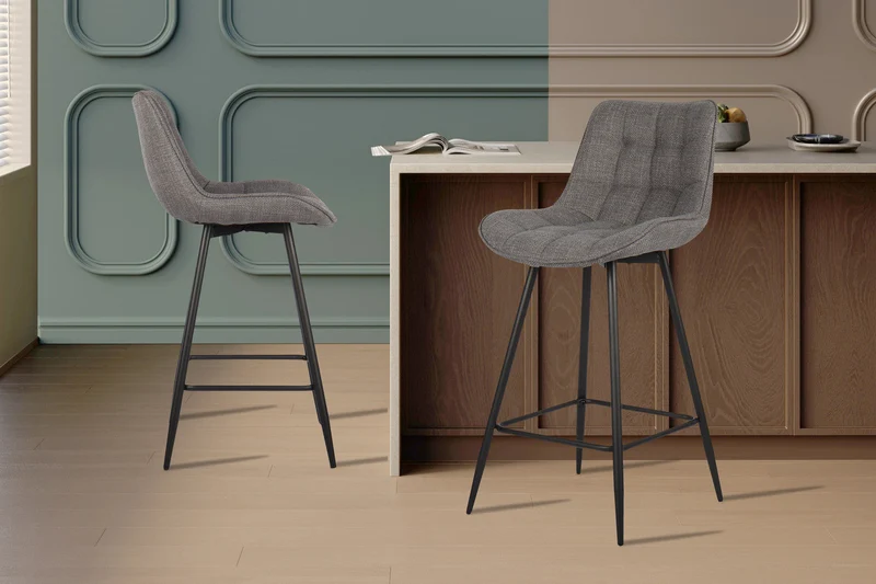 Chaise de comptoir 'Ariba' Tissu Ote Montego 466 Gris - 5630_2