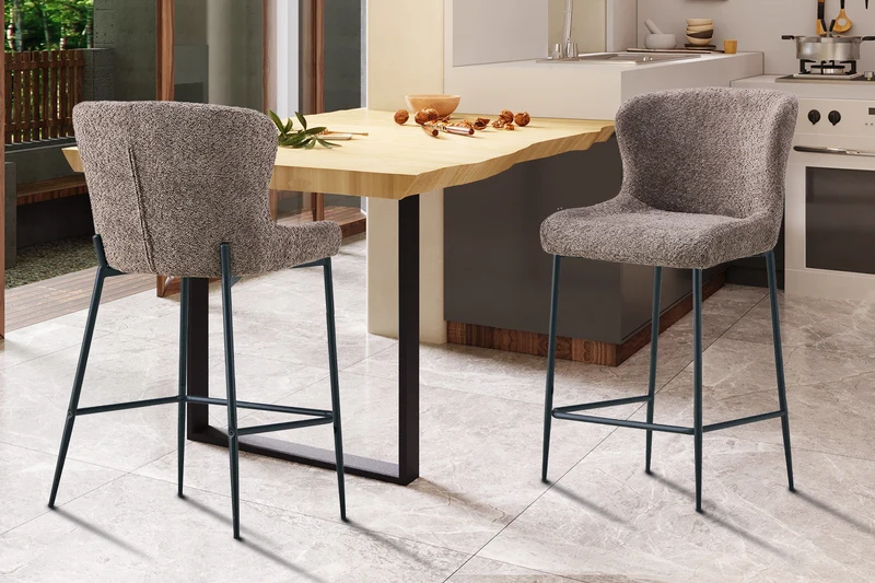 Chaise de comptoir 'Lisa' Bouclé Sable - 5640_3