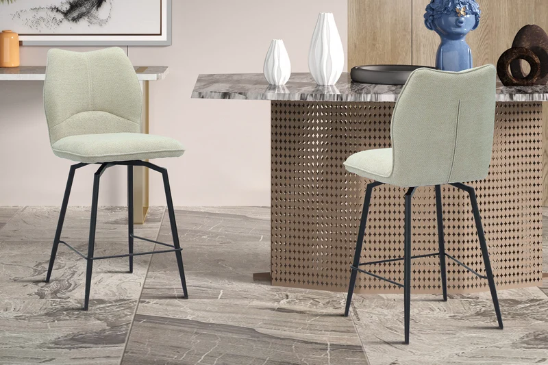 Chaise de comptoir 'Lara' Tissu Ote Sea 140 Pivotant Ecru - 5645_1