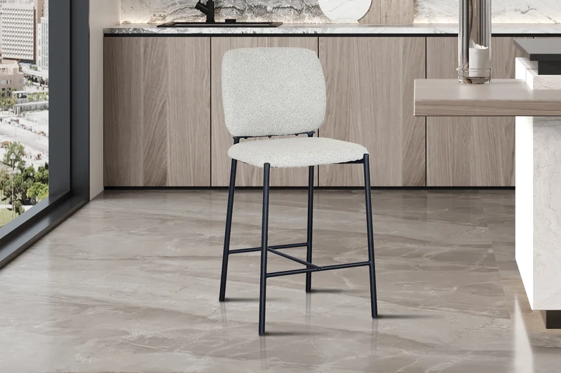 Chaise de comptoir 'Sophia' Tissu Beige - 5650_1