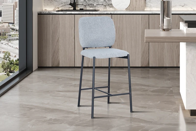 Chaise de comptoir 'Sophia' Tissu Gris clair - 5650_2