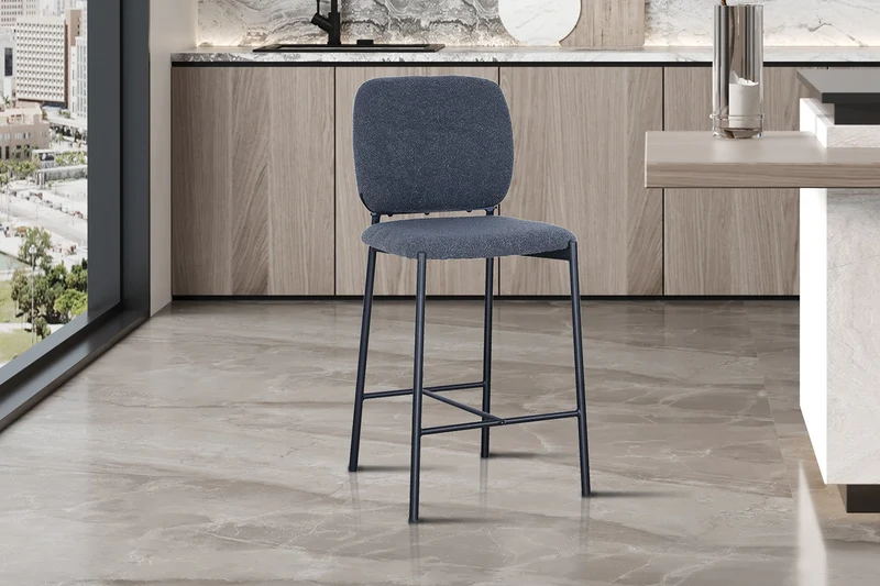 Chaise de comptoir 'Sophia' Tissu Gris foncé - 5650_3