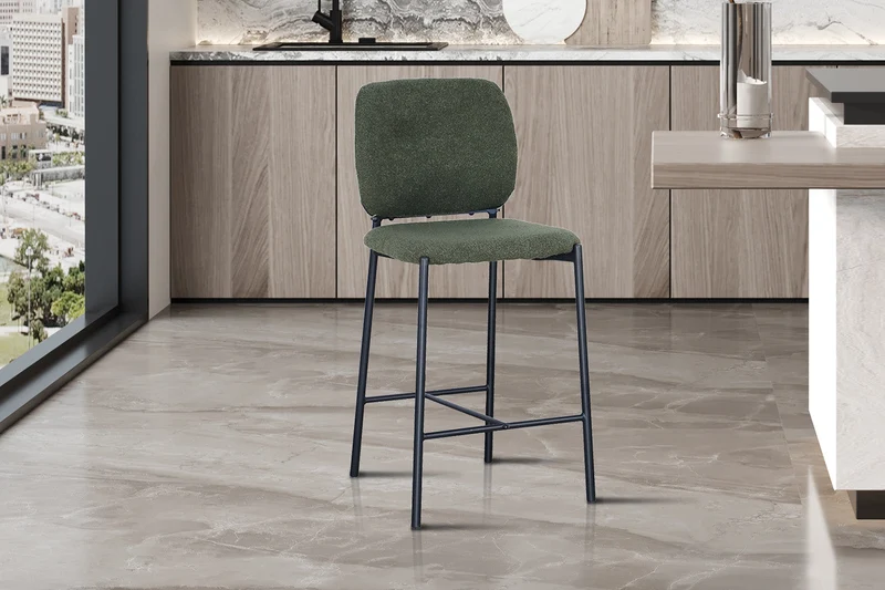 Chaise de comptoir 'Sophia' Tissu Vert - 5650_4