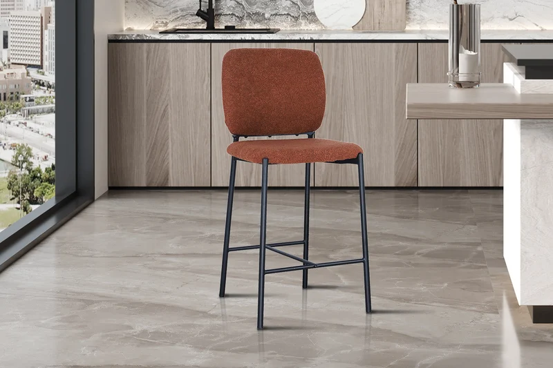Chaise de comptoir 'Sophia' Tissu Rouille - 5650_5