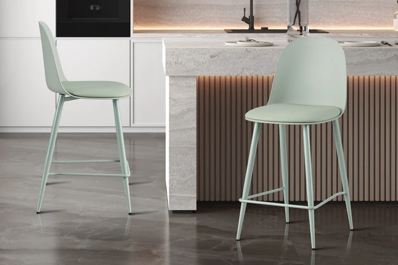Chaise de comptoir 'Jasmin' Assise PP Coussin PU Gris-vert - 5670_5